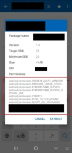 apkファイルにより判明した実際の権限