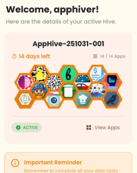 App Hiveの画面 テスターが完全に集まったところ