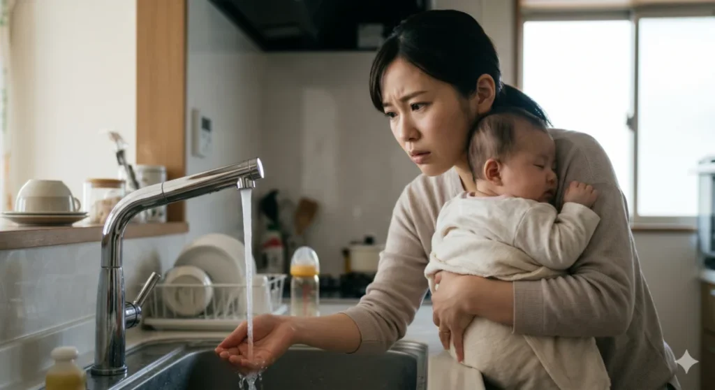 水道水を不安がる母親のサムネ